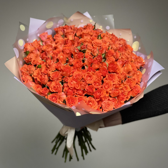 Кустовая роза Букет из 51 кустовой оранжевой розы