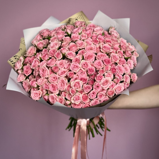 Кустовая роза Букет из 51 кустовой розовой розы