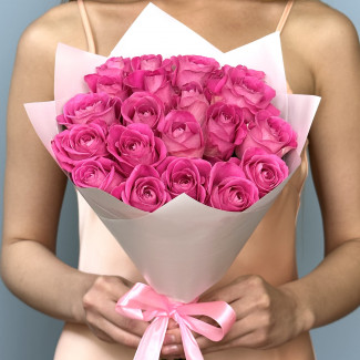 Букеты из роз Букет из 21 розы Пинк (40 см)