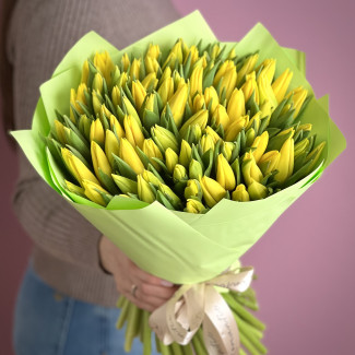 Тюльпаны Букет из 101 желтого тюльпана