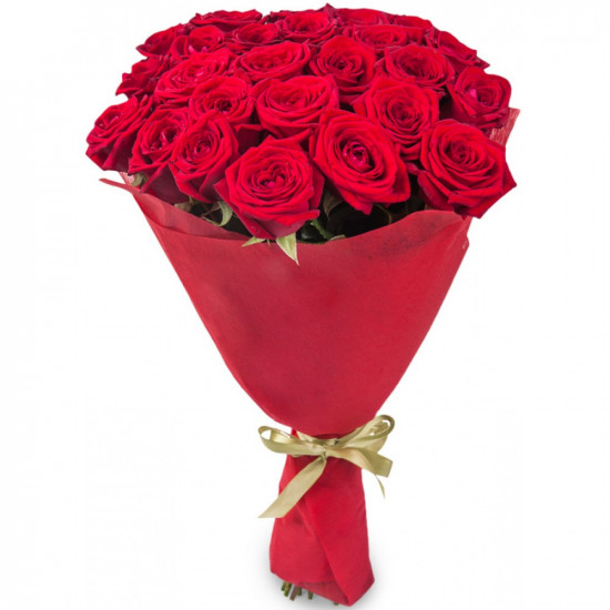 Букеты из роз Букет из 21 красной розы (50см)