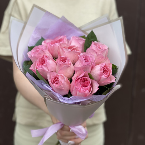 Пионовидная роза Букет из 11 розовых пионовидных роз