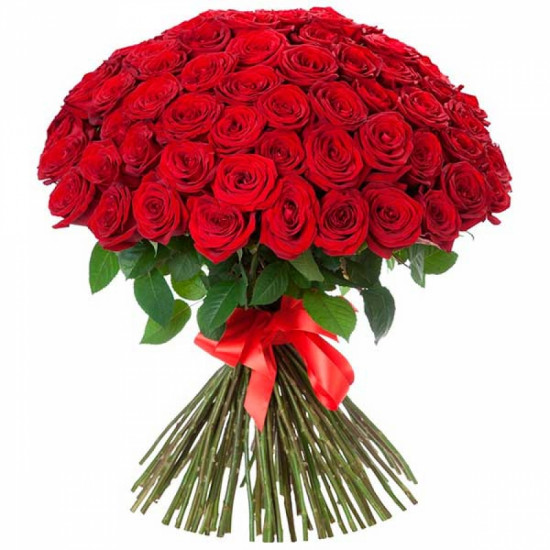 Букеты из роз Букет из 75 красных роз (50см)