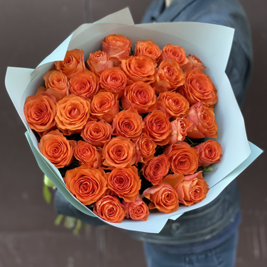 Букеты из роз Букет из 35 оранжевых роз (60 см)