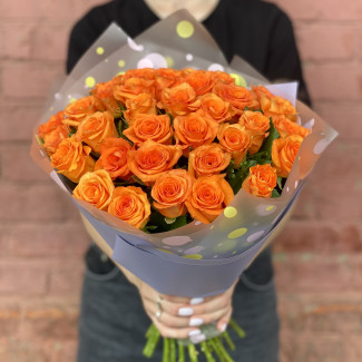 Букеты из роз Букет из 35 оранжевых роз (40 см)