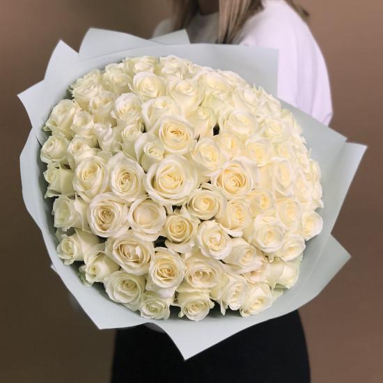 Розы Букет из 75 белых роз (60 см)