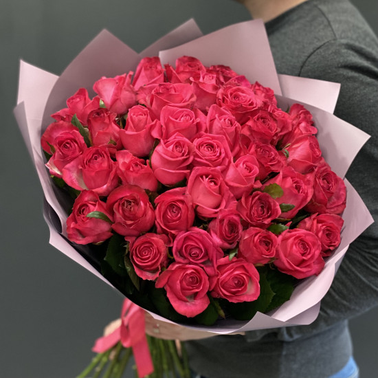 Розы Букет из 41 малиновой розы (70 см)