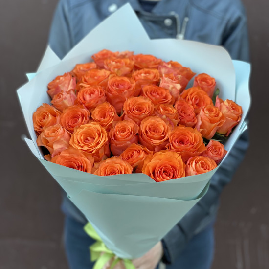 Букеты из роз Букет из 35 оранжевых роз (60 см)