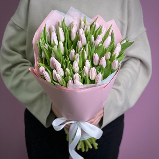 Тюльпаны Букет из 45 розовых  тюльпанов