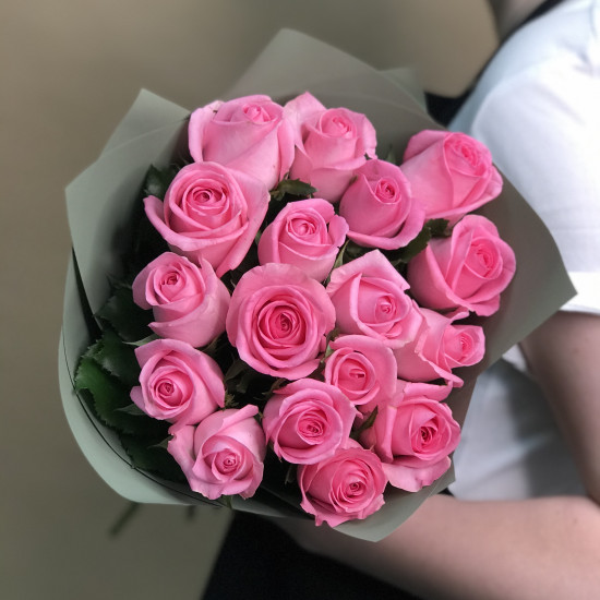 Розы Букет из 17 розовых роз (40 см)
