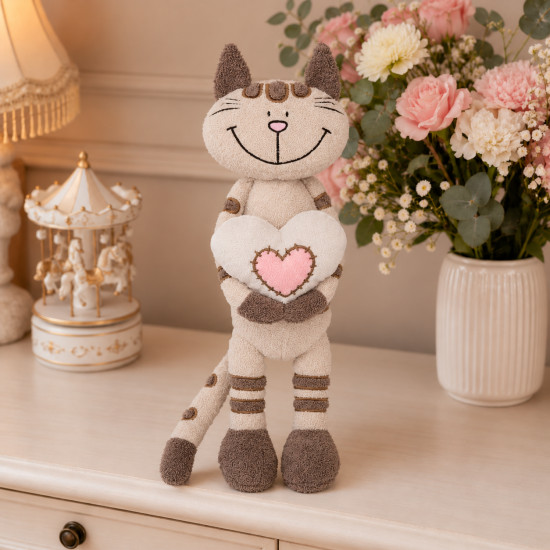 Кот Полосатик с сердцем, 33 см