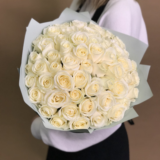 Розы Букет из 55 белых роз (40 см)