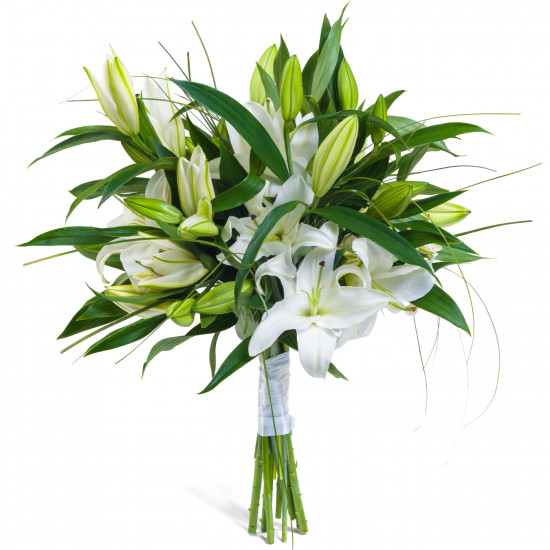 Букет из 9 белых лилий