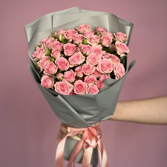 Кустовая роза Букет из 11 кустовых розовых роз
