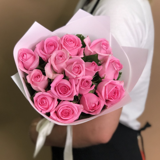 Розы Букет из 15 розовых роз (60 см)