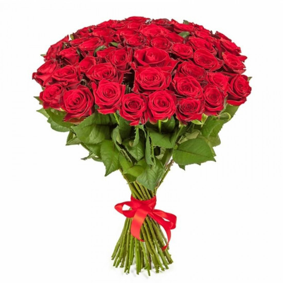 Букеты из роз Букет из 61 красной розы (50см)