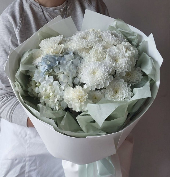 Хризантемы Букет Белая луна