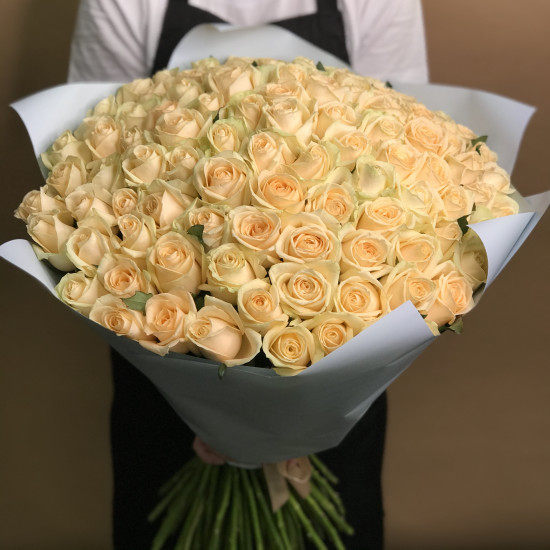 Розы Букет из 101 кремовой розы (60 см)