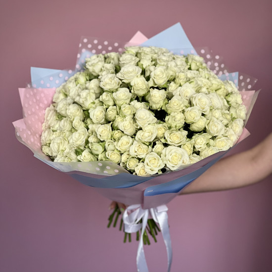 Кустовая роза Букет из 51 кустовой белой розы