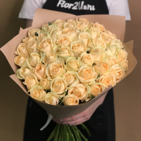 Розы Букет из 51 кремовой розы (70 см)