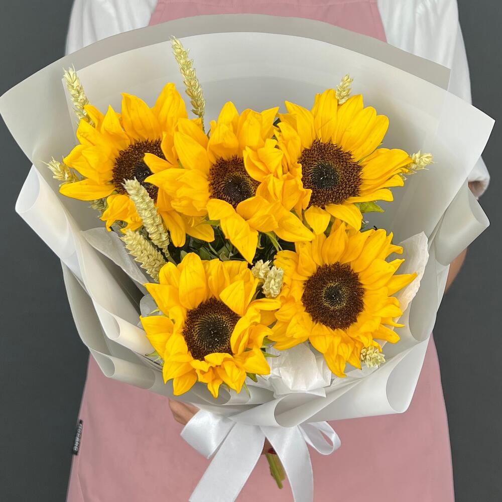Подсолнухи Букет Золотая роса