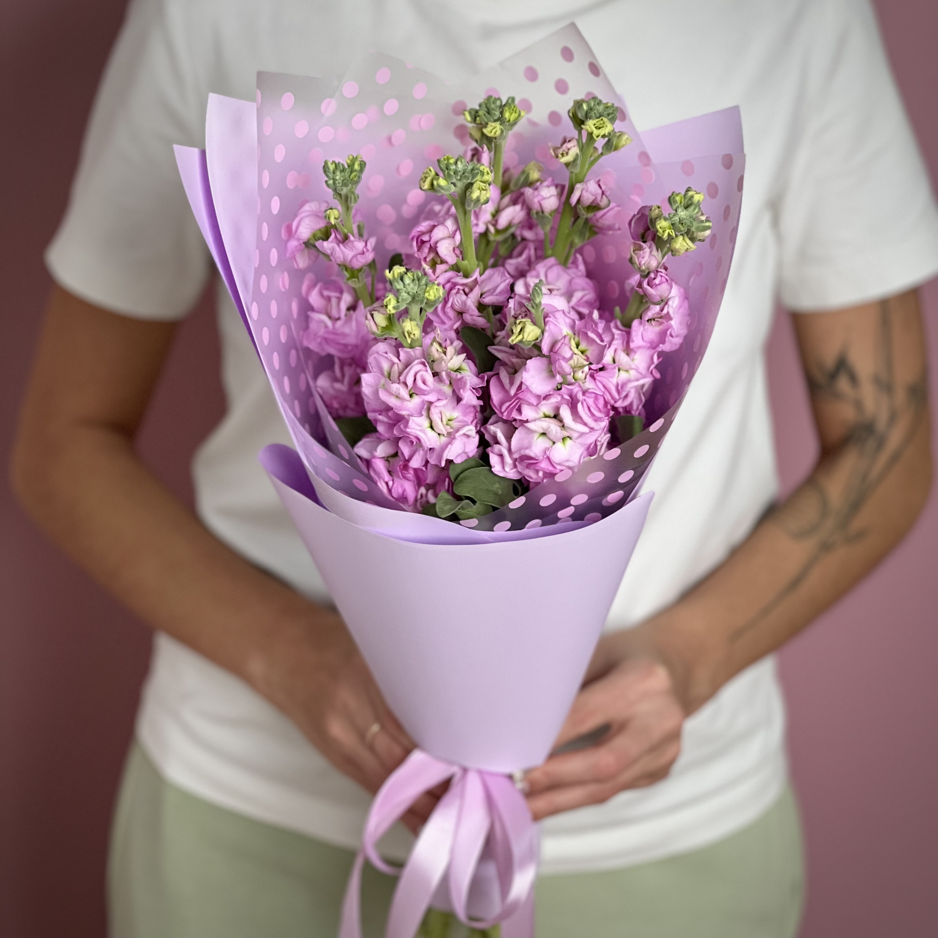 Маттиола Букет из 7 розовых маттиол