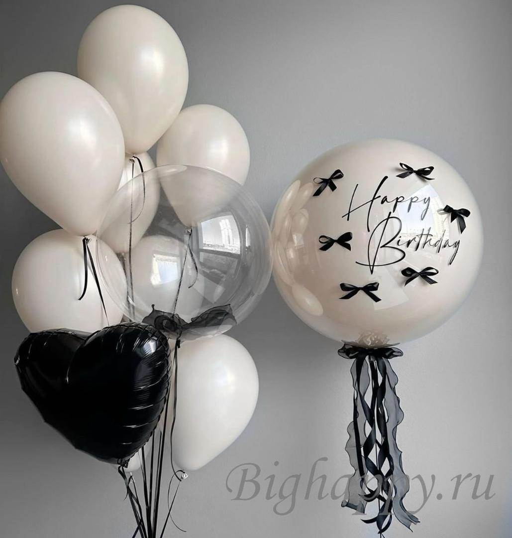 Для crm Элегантная композиция воздушных шаров с гелием «Контрастный акцент»