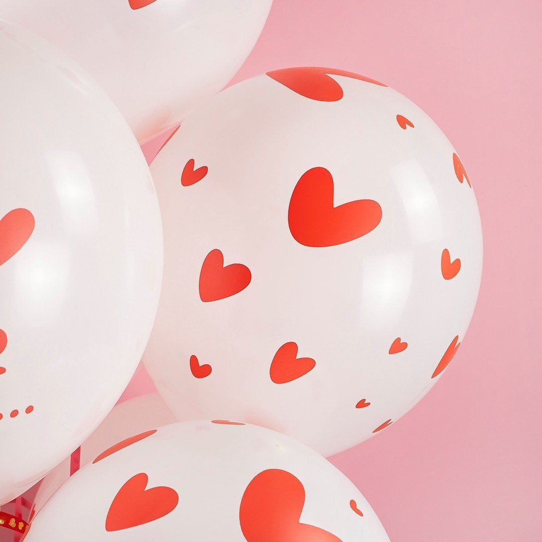 Для crm Белые шары с сердечками и надписями 10 шт.