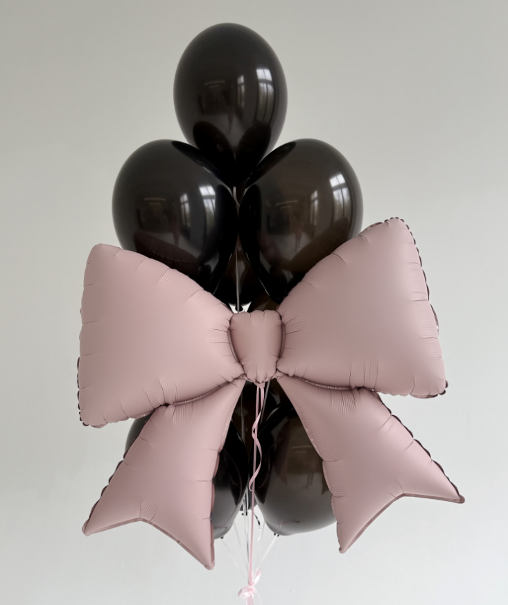 Для crm Воздушные шары надутые гелием, набор шаров черные с розовым бантом