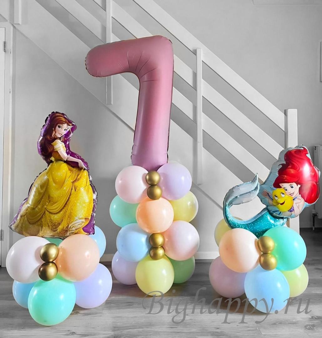 Для crm Композиция из воздушных шаров с воздухом «Принцессы Бель и Ариэль»