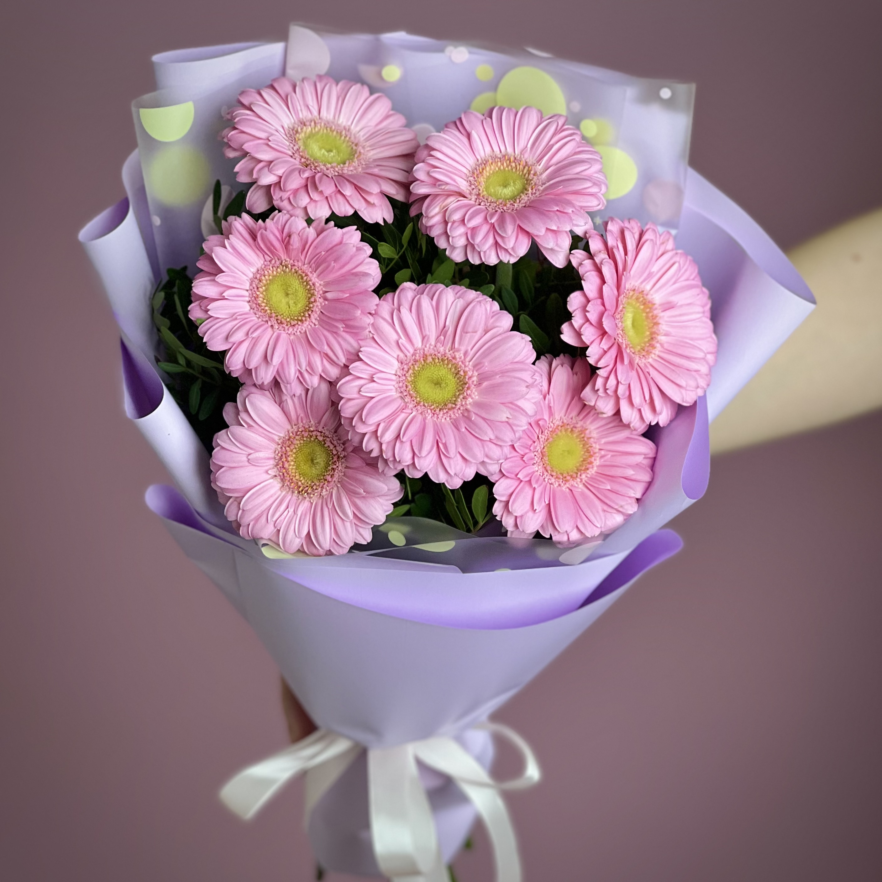 Герберы Букет из 7 розовых гербер мини