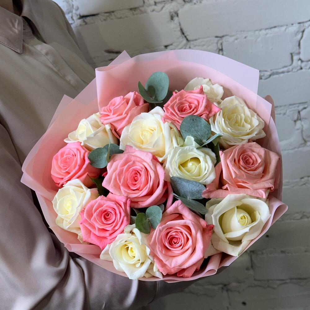 Букеты из роз Букет Сливочный десерт