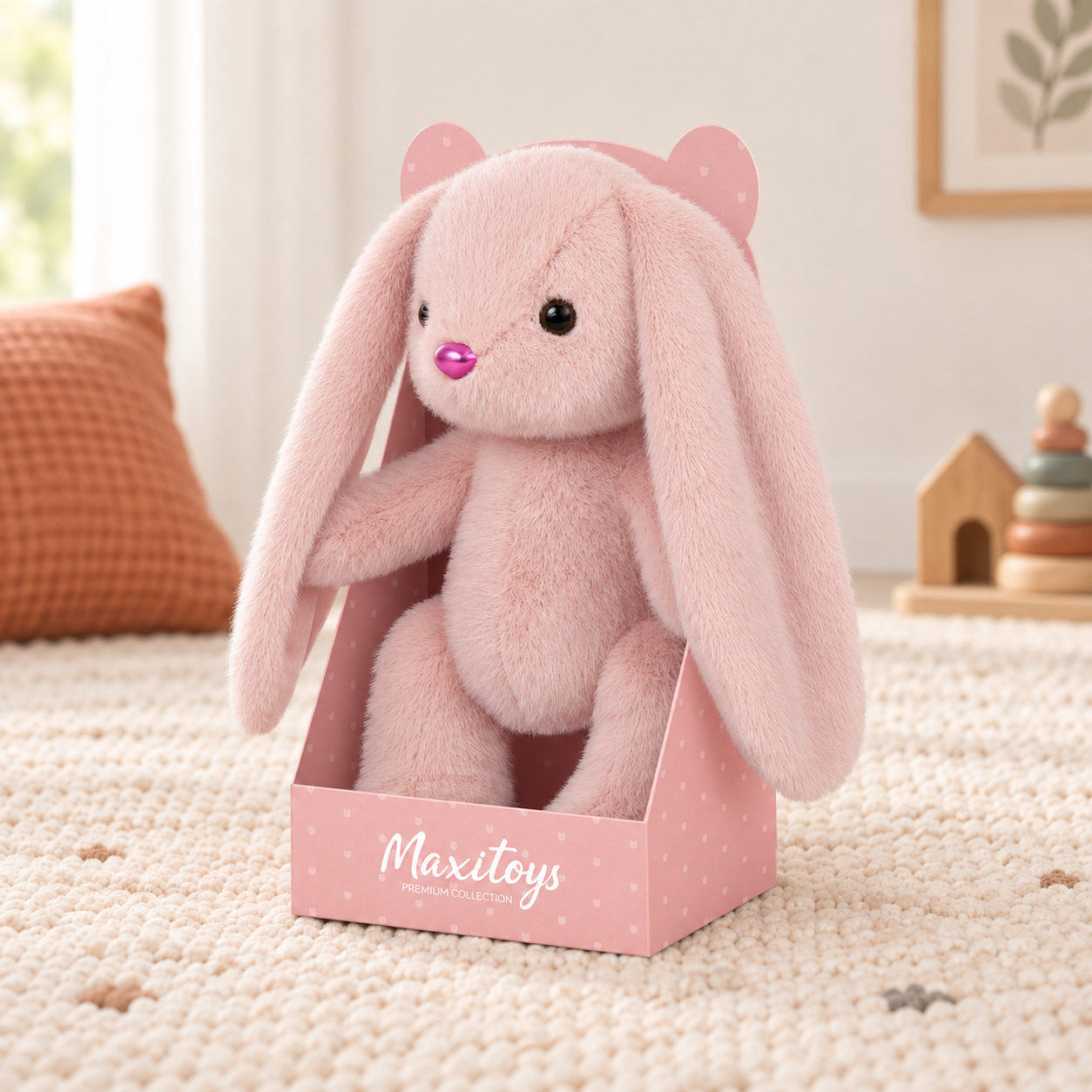 Мягкие игрушки Зайка в коробке Розовый, 20 см