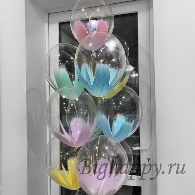 Для crm Фонтан из 10 воздушных шаров «Акварельное настроение»