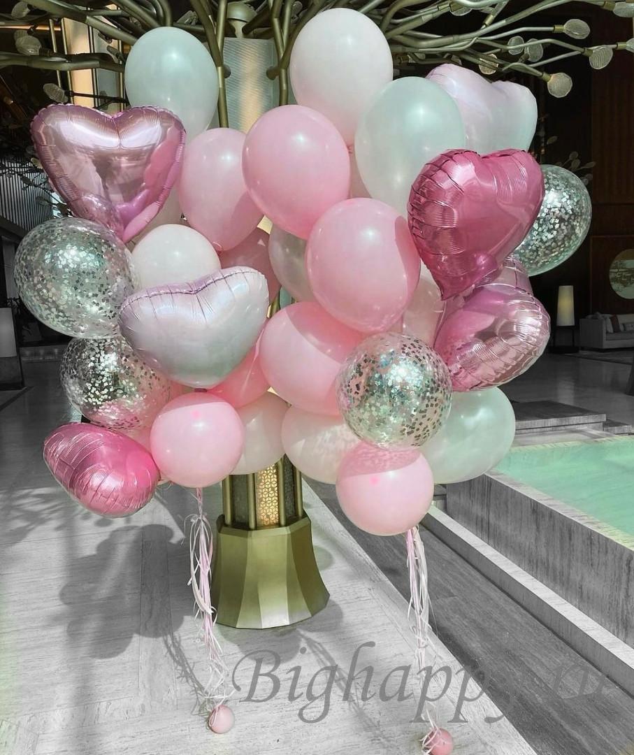 Для crm Нежный букет шаров пастельных и с конфетти на День рождения