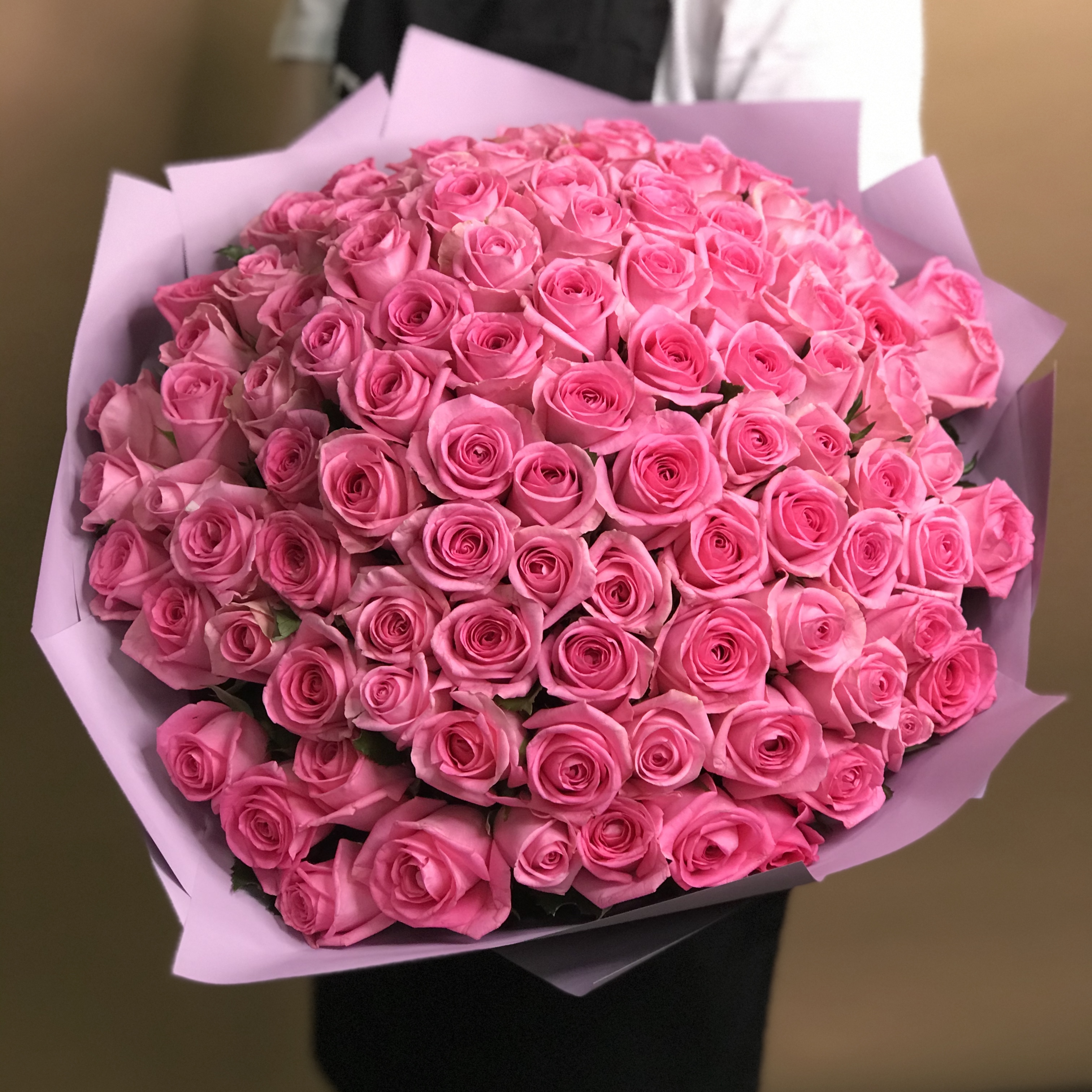 Букет из 101 розовой розы (40 см) букет из 101 розы микс кения 40 см standart в розовой пленке