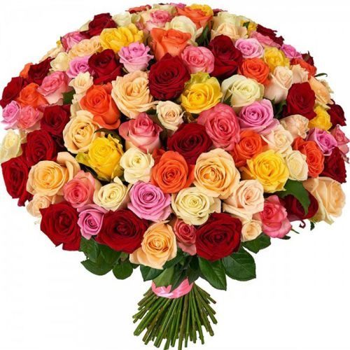 Букет из 201 розы яркий микс (60 см) букет розы и ромашки 7х32 см микс