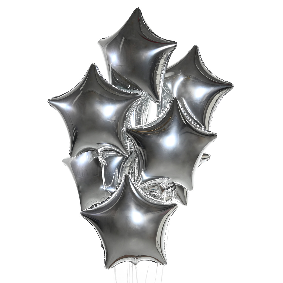 шары воздушные 10шт металл 9 микс Воздушные шары Звезды (серебро) 9 шт.