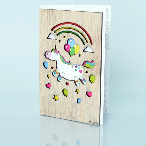 Открытка Shense «единорожка» открытка shense ёжик с шариками