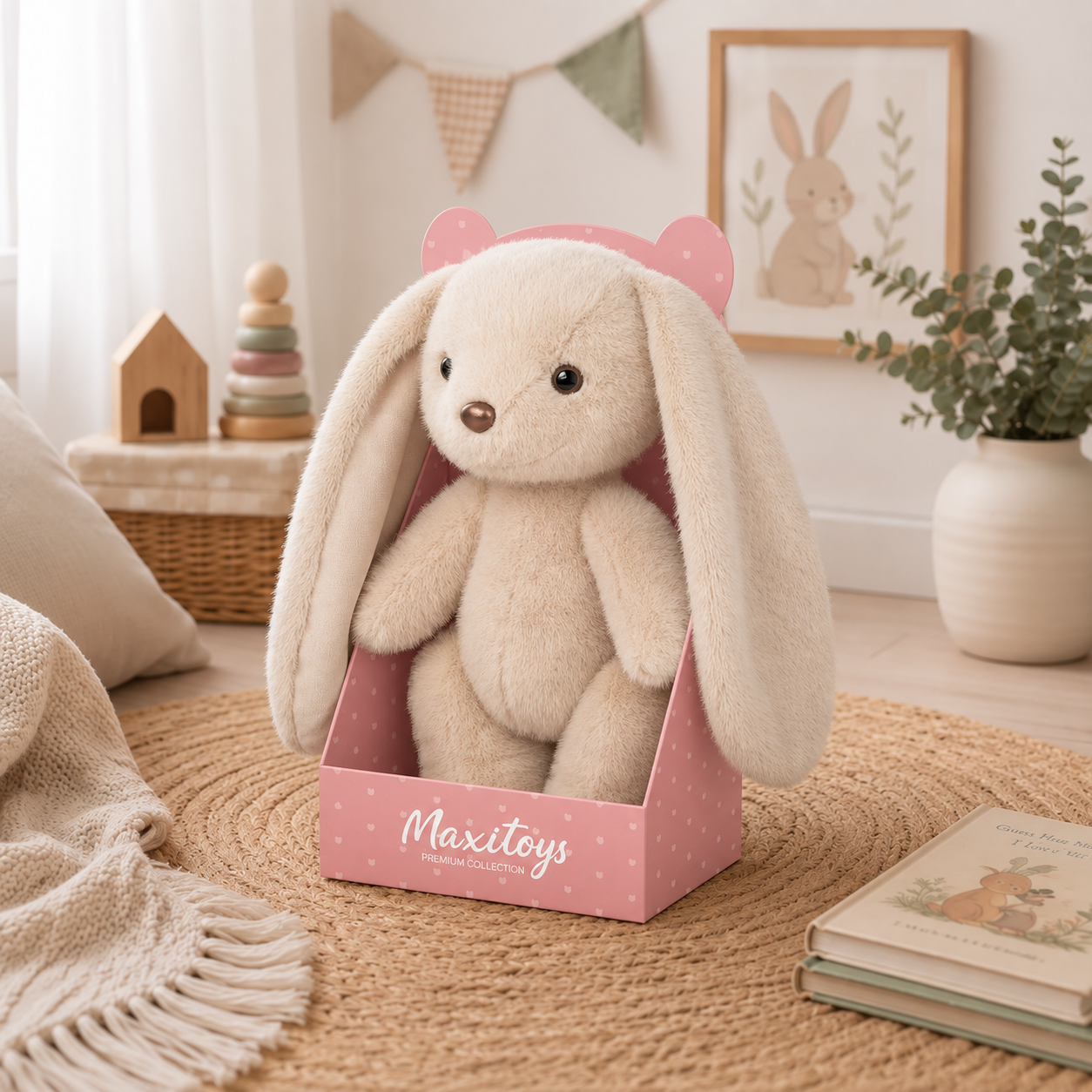 Мягкие игрушки Зайка в коробке Бежевый, 20 см