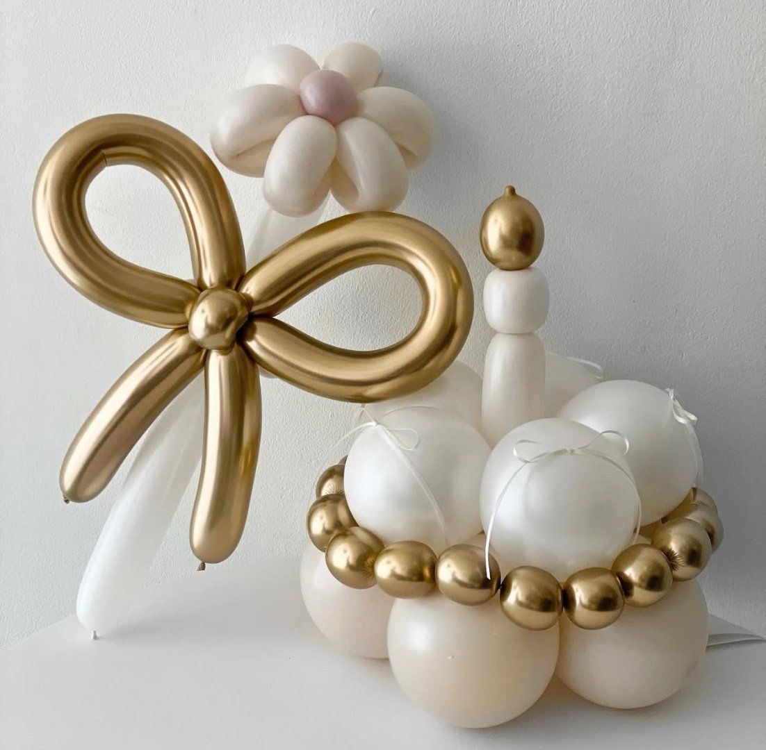 Для crm Шары Тортик с цветочком (кремово-золотые)