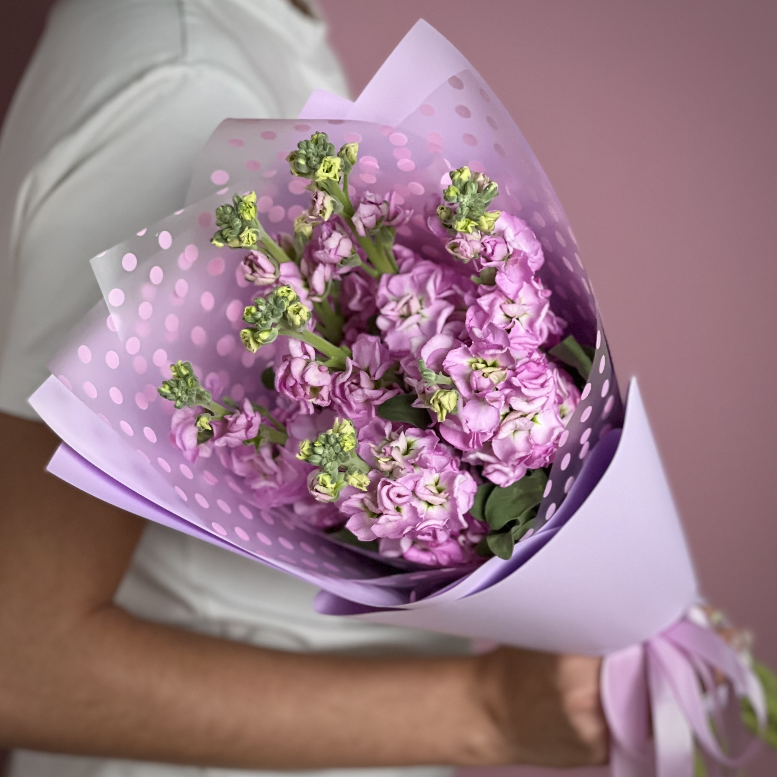 Маттиола Букет из 7 розовых маттиол