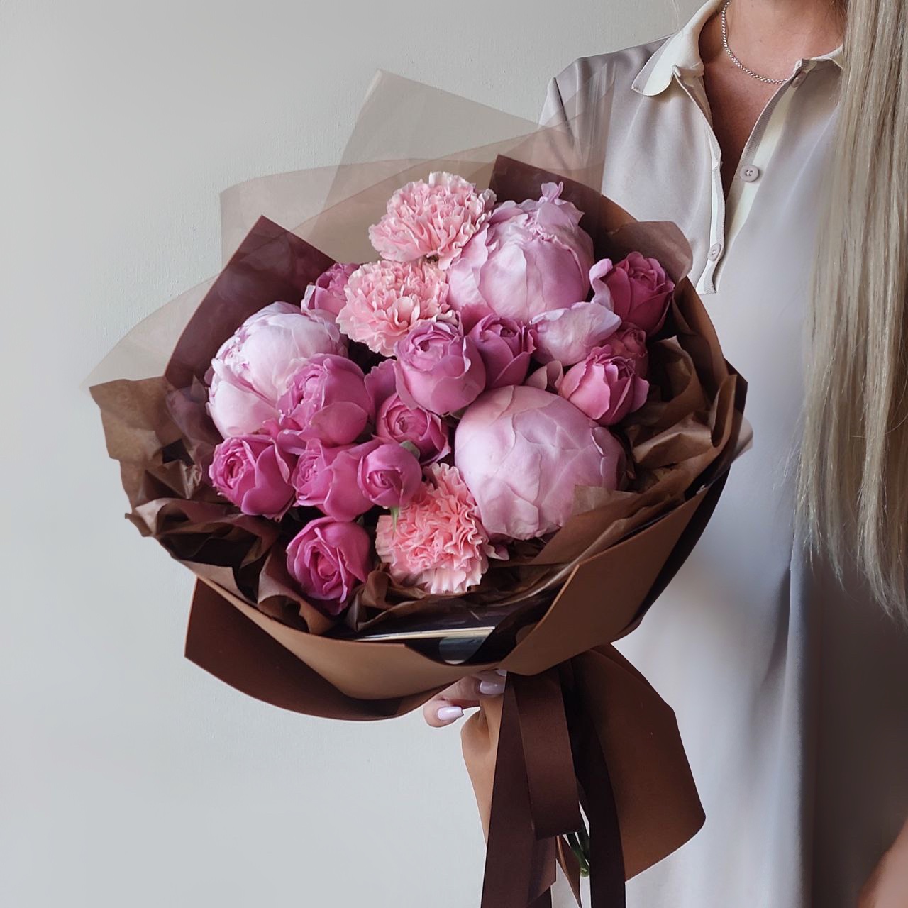 Пионы Букет Розовая тайна