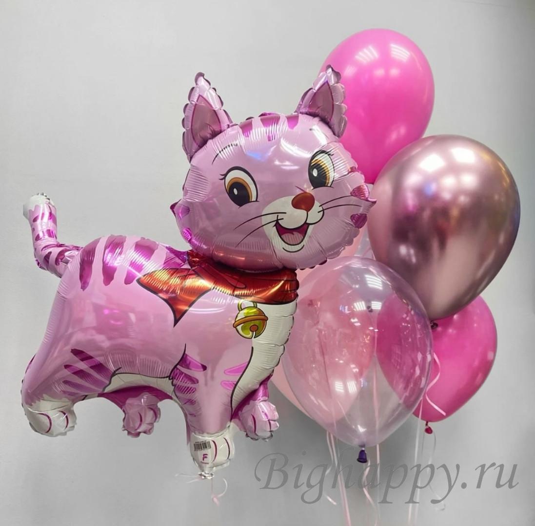 Для crm Розовые воздушные шары с гелием «Очаровательная кошечка»