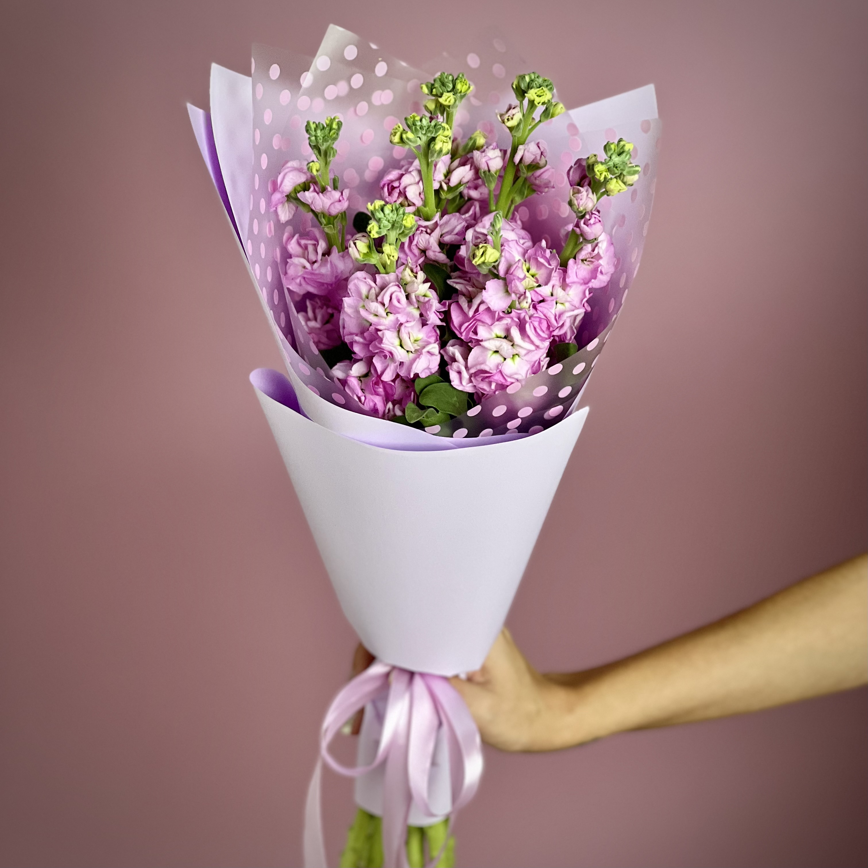 Маттиола Букет из 7 розовых маттиол