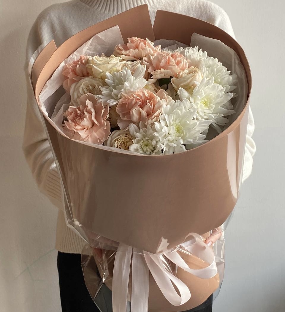 Гвоздики Букет Пудровый бриз