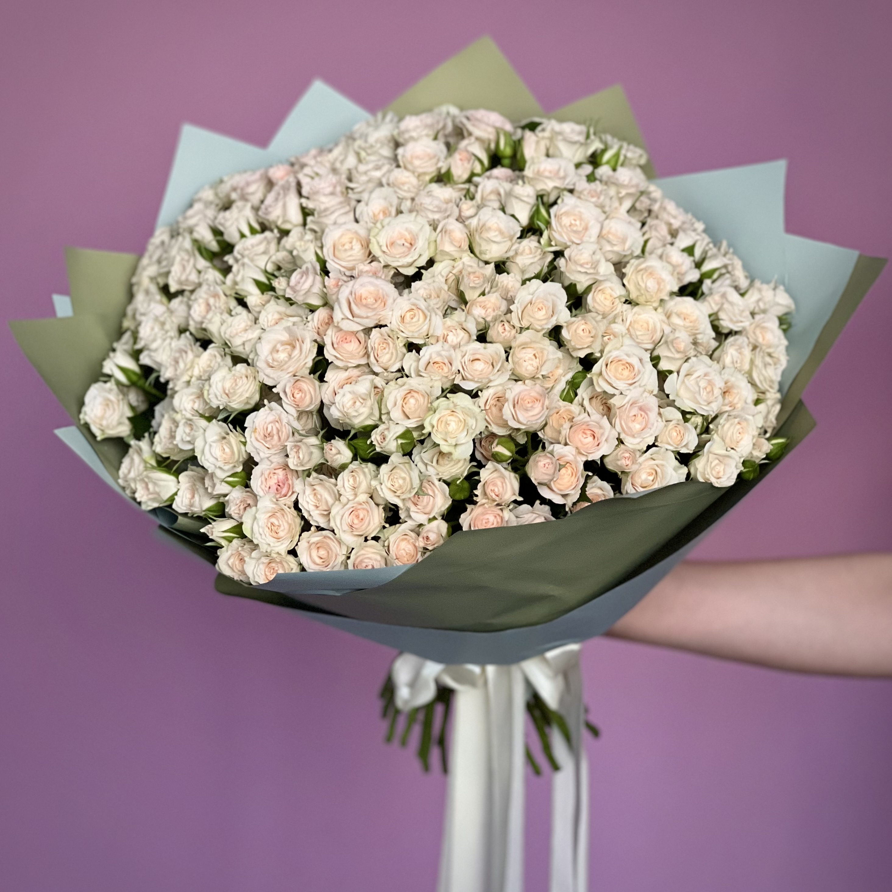 Кустовая роза Букет из 51 кустовой кремовой розы