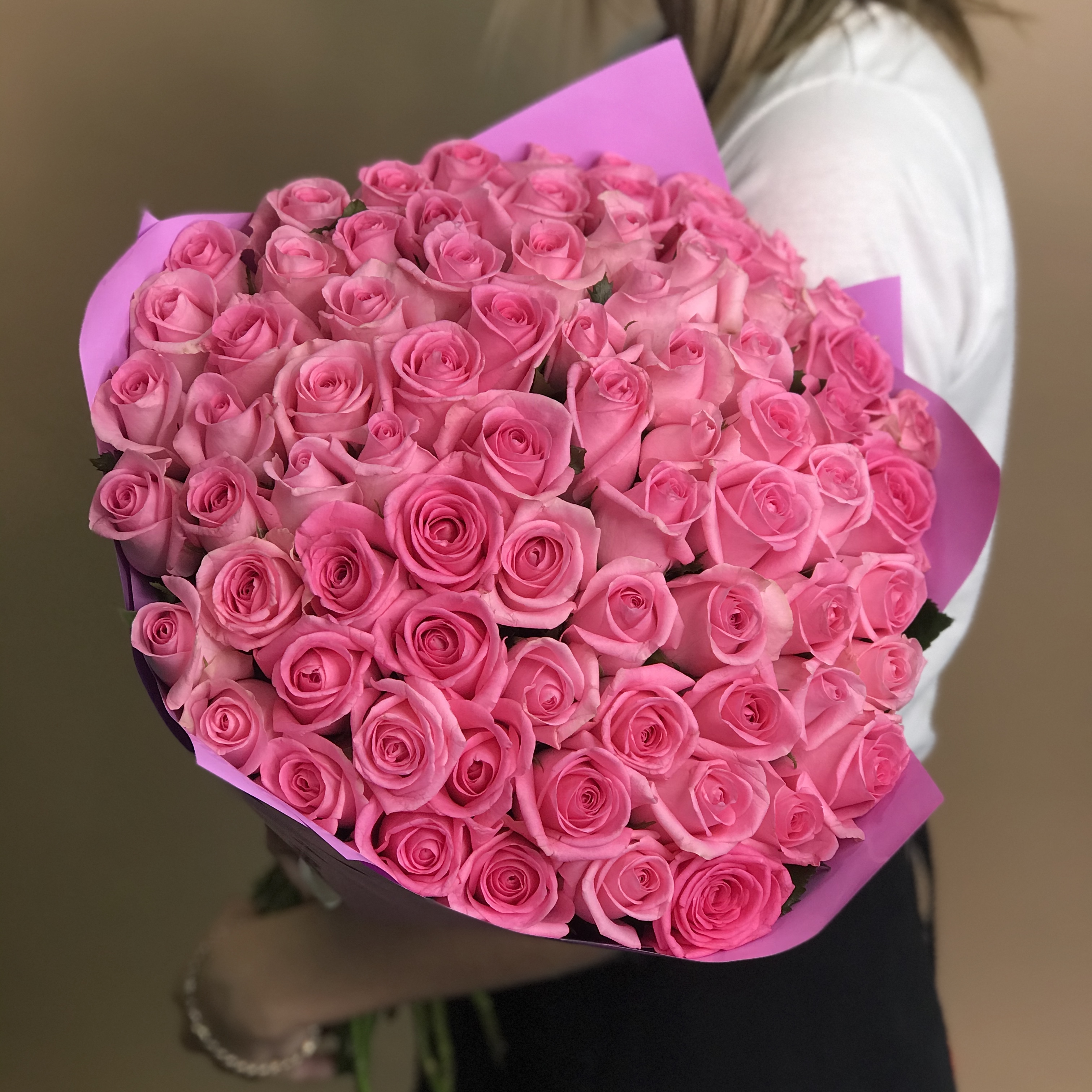 Розы Букет из 75 розовых роз (40 см)