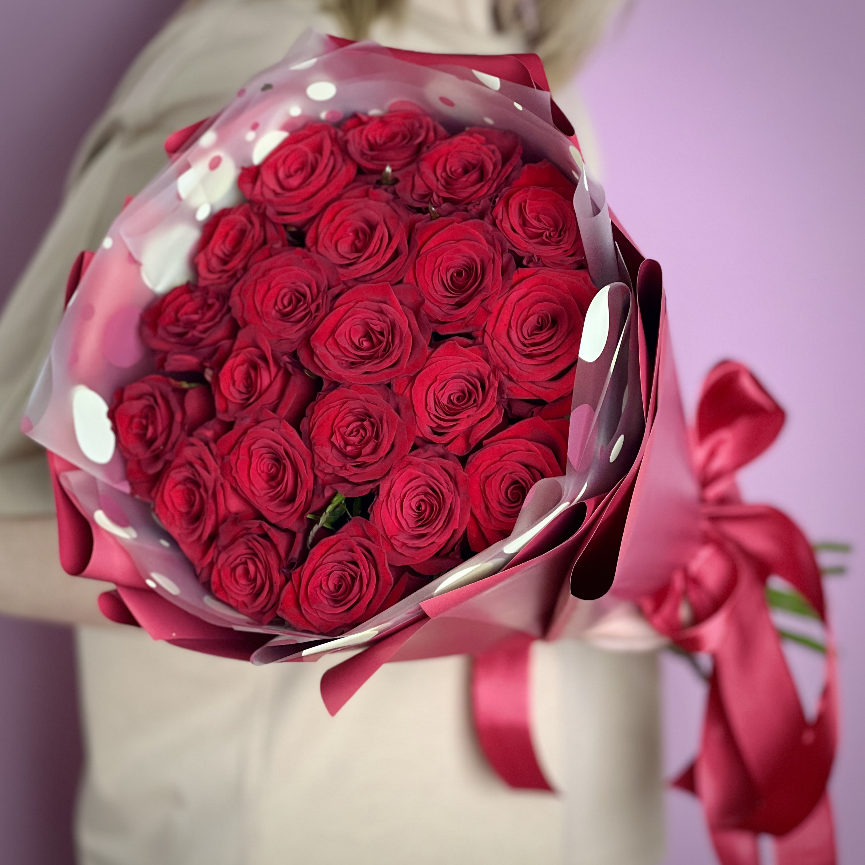 Букет из 25 роз сорта Престиж (60 см)