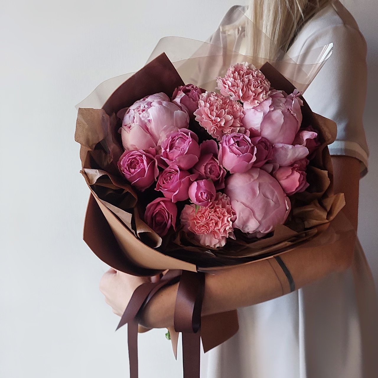 Пионы Букет Розовая тайна